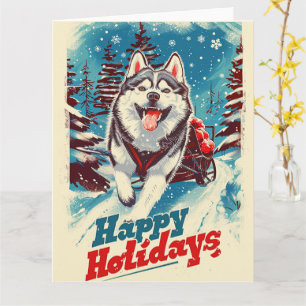 Alaskan Malamute in Snow Christmas Card