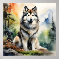 Alaskan Malamute Ink Portrait