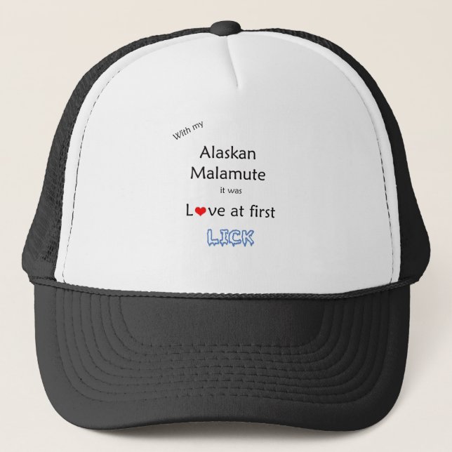 Alaskan Malamute Lick Design Trucker Hat (Front)