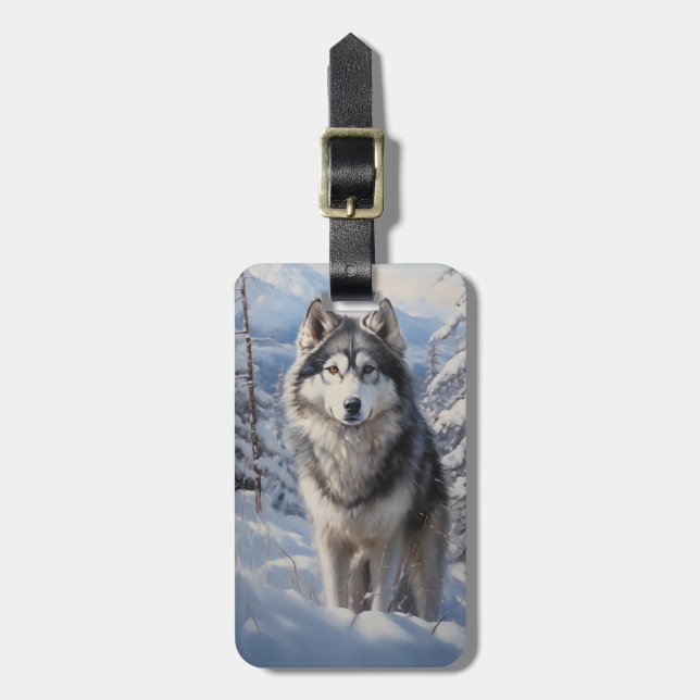 Alaskan Malamute Luggage Tag (Front Vertical)