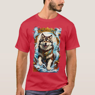 Alaskan Malamute magical wind retro vintage tribal T-Shirt