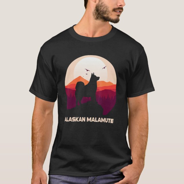 Alaskan Malamute Moon and Halloween 1 T-Shirt (Front)