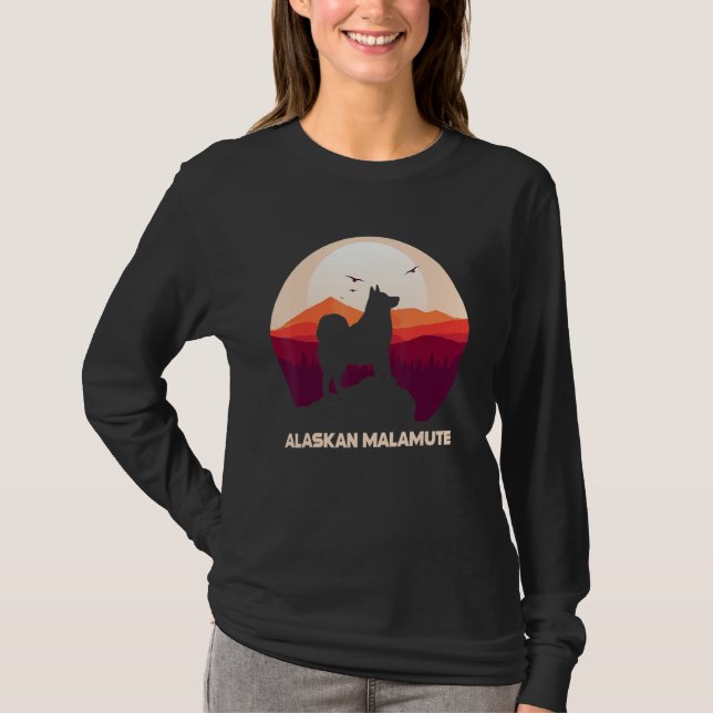 Alaskan Malamute Moon and Halloween 1 T-Shirt (Front)