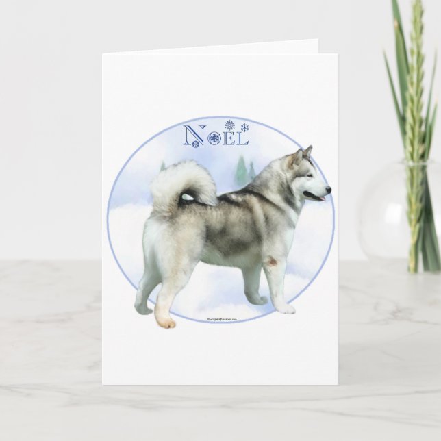 Alaskan Malamute Noel Holiday Card (Front)