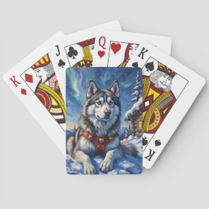 Alaskan Malamute North Pole Winter Christmas Playing Cards