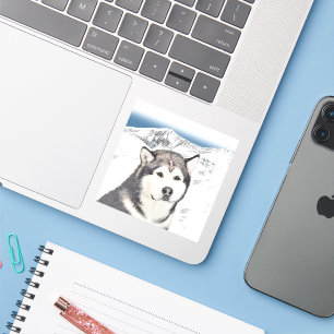 Alaskan Malamute Painting - Cute Original Dog Art