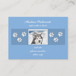 Alaskan Malamute Painting - Cute Original Dog Art Business Card