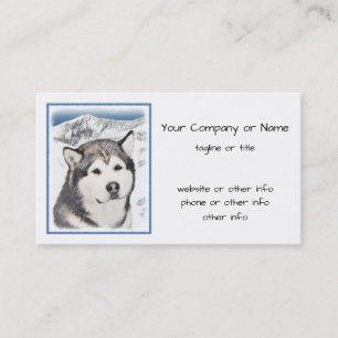 Alaskan Malamute Painting - Cute Original Dog Art Business Card