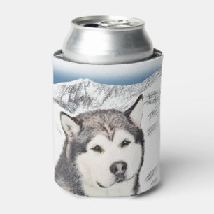Alaskan Malamute Painting - Cute Original Dog Art Can Cooler