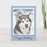 Alaskan Malamute Painting - Cute Original Dog Art