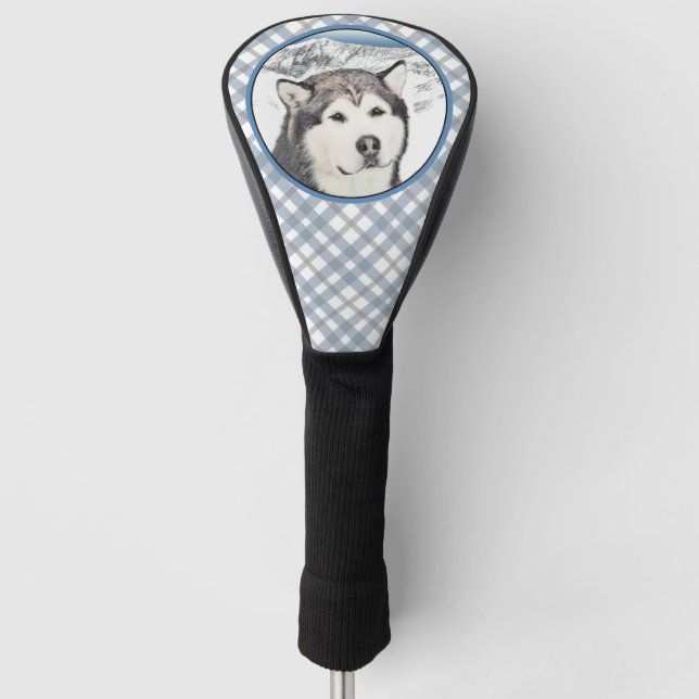 Alaskan Malamute Painting - Cute Original Dog Art Golf Head Cover (Front)