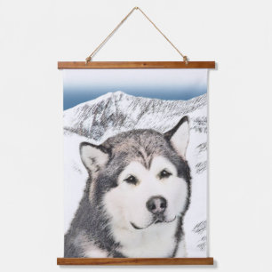 Alaskan Malamute Painting - Cute Original Dog Art Hanging Tapestry