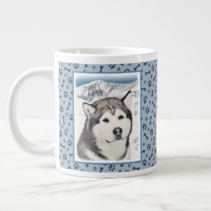 Alaskan Malamute Painting - Cute Original Dog Art Large Coffee Mug