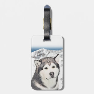 Alaskan Malamute Painting - Cute Original Dog Art Luggage Tag