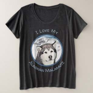 Alaskan Malamute Painting - Cute Original Dog Art Plus Size T-Shirt