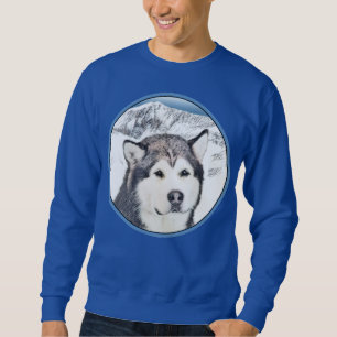 Alaskan Malamute Painting - Cute Original Dog Art Sweatshirt