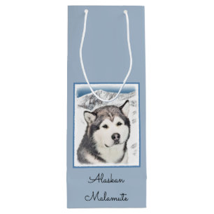 Alaskan Malamute Painting - Cute Original Dog Art Wine Gift Bag