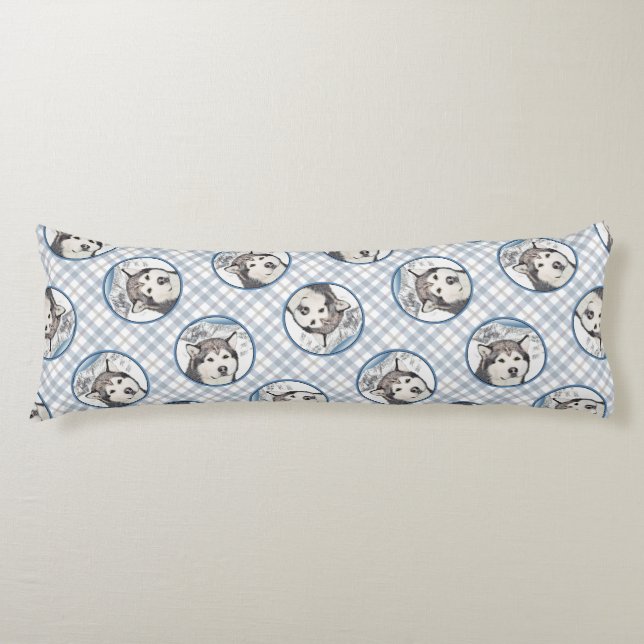 Alaskan Malamute Painting Mal Mally Sled Dog Art Body Cushion (Front)