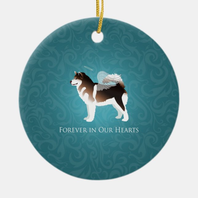 Alaskan Malamute Pet Loss Design Ceramic Tree Decoration (Front)