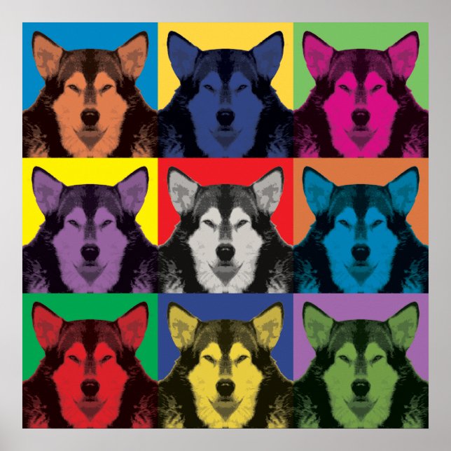 Alaskan Malamute Pop-Art Poster (Front)