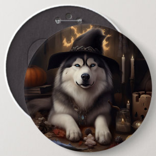 Alaskan Malamute Pumpkins Halloween Scary 6 Cm Round Badge
