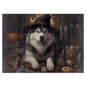 Alaskan Malamute Pumpkins Halloween Scary Cutting Board