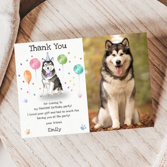 Alaskan Malamute Puppy Dog Birthday Thank You Card (Creator Uploaded)