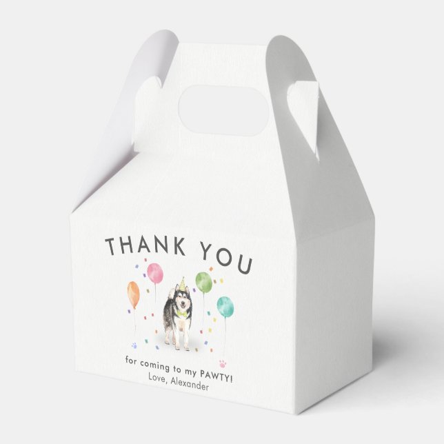 Alaskan Malamute Puppy Dog Birthday Thank You  Favour Box (Front Side)