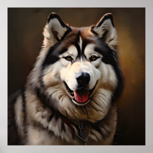 Alaskan Malamute Realism Art Portrait Poster