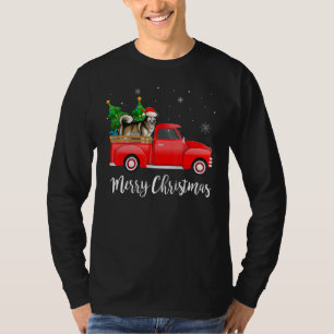 Alaskan Malamute Red Truck Christmas Tree Xmas Dog T-Shirt