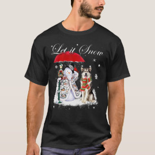 Alaskan Malamute Santa Dog Christmas Snowman Xmas  T-Shirt