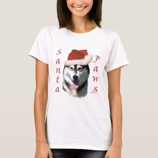 Alaskan Malamute Santa Paws T-Shirt (Front)
