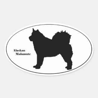 Alaskan Malamute SIlhouette Oval Sticker