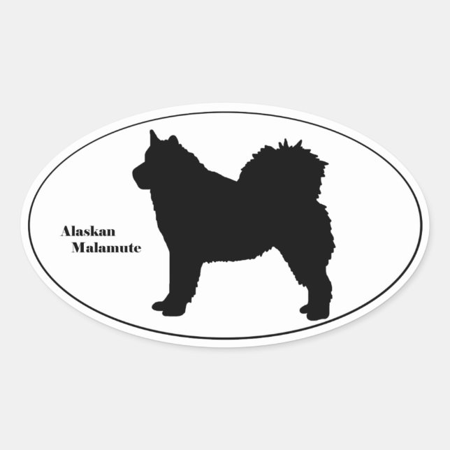 Alaskan Malamute SIlhouette Oval Sticker (Front)