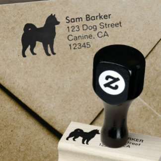 Alaskan Malamute Silhouette Return Address Rubber Stamp