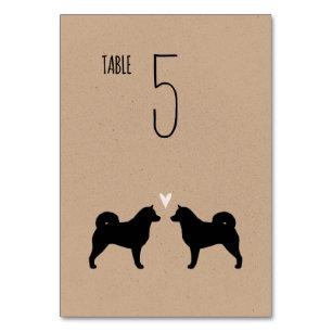 Alaskan Malamute Silhouettes Wedding Reception Table Number
