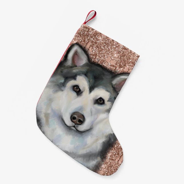 Alaskan Malamute  Small Christmas Stocking (Front (Hanging))