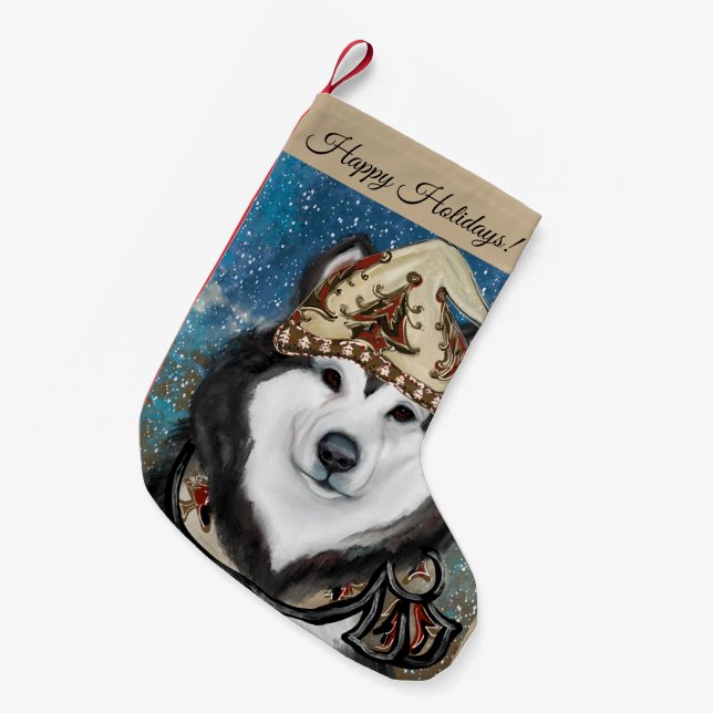 Alaskan Malamute  Small Christmas Stocking (Front (Hanging))