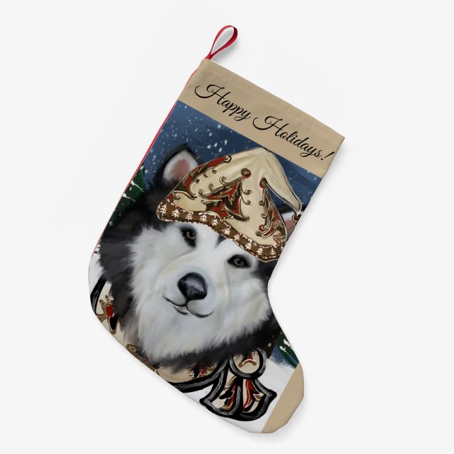 Alaskan Malamute  Small Christmas Stocking (Front (Hanging))