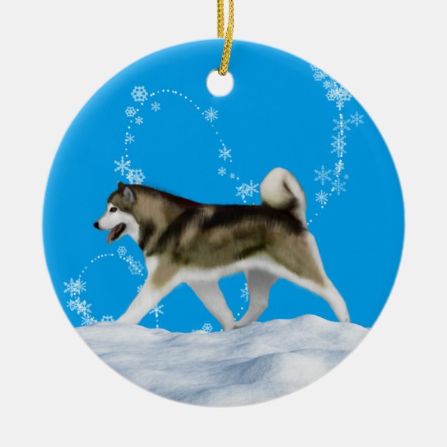 Alaskan Malamute Snowflake Ornament (Front)