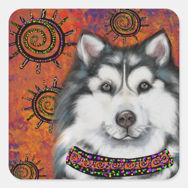 ALASKAN MALAMUTE     SQUARE STICKER (Front)