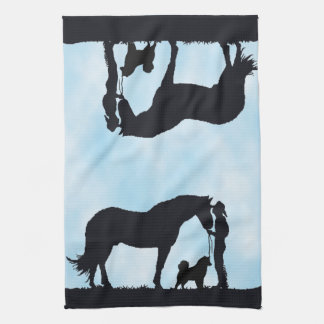 Alaskan Malamute Western Silhouette Tea Towel