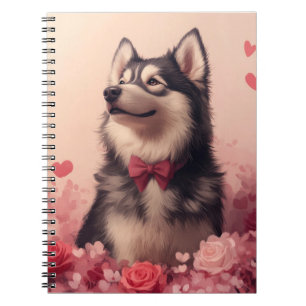 Alaskan Malamute with Roses - Valentine's Day  Notebook