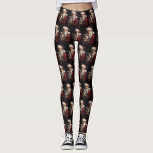 Alaskan Malamute with Santa Claus Christmas Leggings