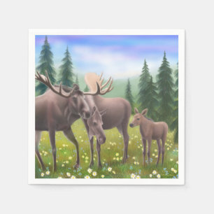 Alaskan Moose Family Paper Napkins