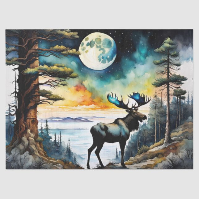 Alaskan Moose under the Moonlight Tissue Paper (Front)