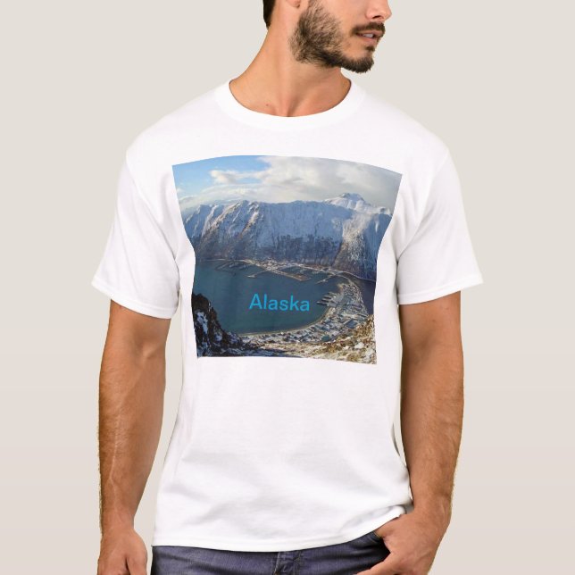 Alaskan Mountain Range and City Below T-Shirt (Front)