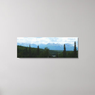 Alaskan Mountain Range Panoramic Photography Canvas Print