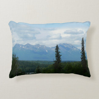 Alaskan Mountain Range Panoramic Photography Decorative Cushion