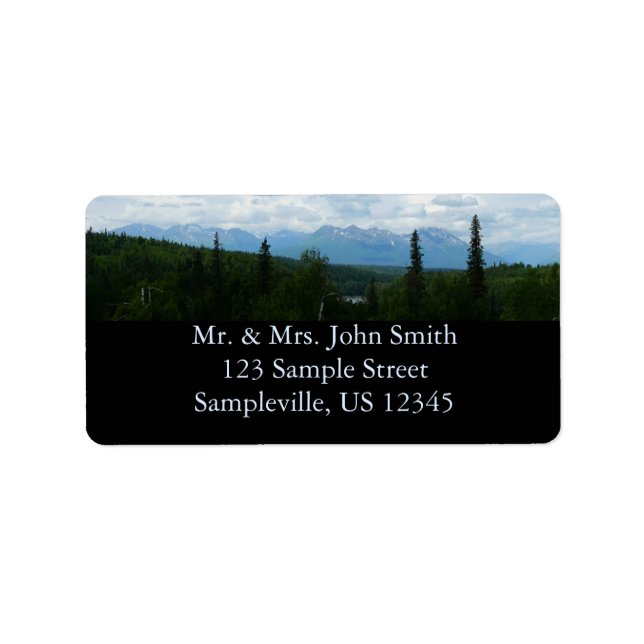 Alaskan Mountain Range Panoramic Photography Label (Front)